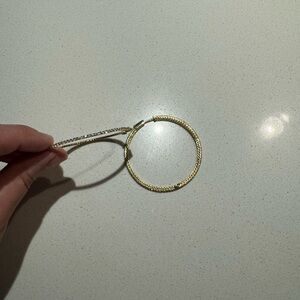 Gold plated (925)  studded hoop earrings with pouch